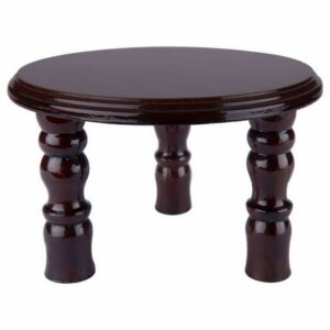 Round wooden stool.