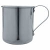 Stainless steel mug, 1 liter capacity.