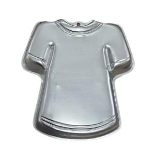 Aluminum cake mold shaped like a T-shirt (Alu is likely short for aluminum)