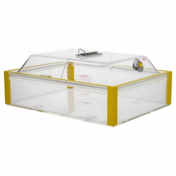 A large acrylic mixer tray with compartments, designed for organizing cosmetics or small items.