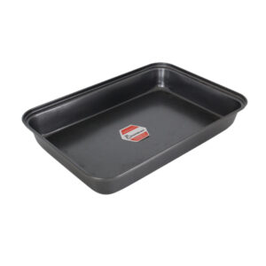 Non-stick rectangle pan measuring 12.5 by 9.5 inches, designed for baking larger batches of cakes, brownies, or other treats with easy release and effortless cleanup.