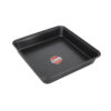 Non-stick square pan, 10 inches in size, designed for easy release and uniform baking of cakes, brownies, or other baked goods. The non-stick coating ensures effortless cleanup and prevents sticking.