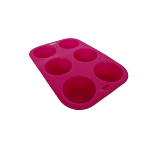 Silicone muffin mold with multiple cavities for baking muffins or cupcakes.