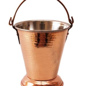 Medium-sized copper serving bucket, suitable for beverages or storage.
