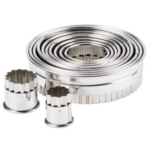 Stainless steel round cutter set for cutting circular shapes, featuring multiple sizes.