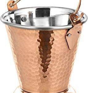 Small copper serving bucket, ideal for beverages or storage.