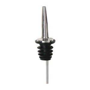 Metal bottle pourer, essential bar tool for controlled beverage dispensing.