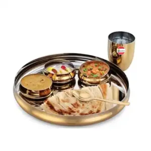 Brass Coated Stainless Steel Thali Plate Set | Chandran Steels