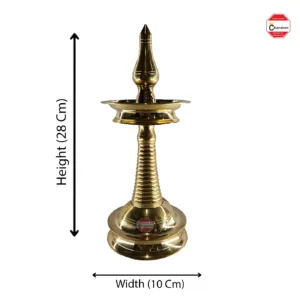 Traditional Kerala brass oil lamp (adds detail about material and origin)