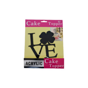 Decorative cake topper spelling out 'Love' in elegant script.