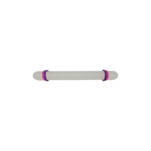 Fondant roller with a smooth, durable surface and ergonomic handles, designed for even rolling of fondant and other doughs for cake decorating.