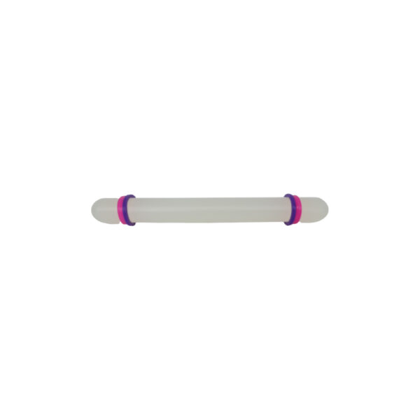 Fondant roller with a smooth, durable surface and ergonomic handles, designed for even rolling of fondant and other doughs for cake decorating.