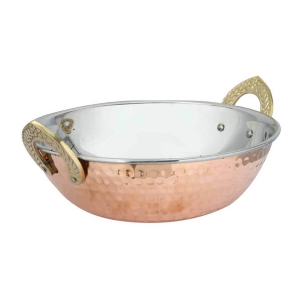 NS SS HC 64 Copper Kadhai With Brass Handle 3