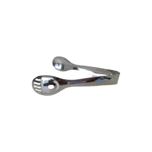 Stainless steel round cake tongs, used for serving cakes and pastries.