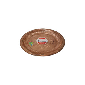 Copper Pooja Plate, a traditional Hindu ritual plate with intricate designs.