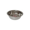 Large stainless steel vegetable strainer, designed for rinsing and draining vegetables.