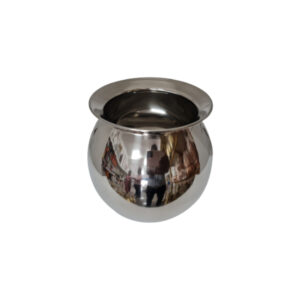 Stainless steel flat-bottom kunda, 8 inches in diameter (kunda refers to a cooking pot)