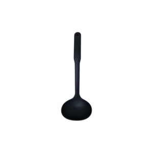 A round nylon spatula with a smooth, curved head and a comfortable handle, designed for stirring and serving food.