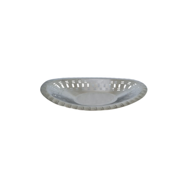 A stainless steel oval roti basket with a handle, designed for serving bread or roti.