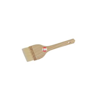 Large wooden pastry brush with natural bristles, ideal for applying glazes and sauces.