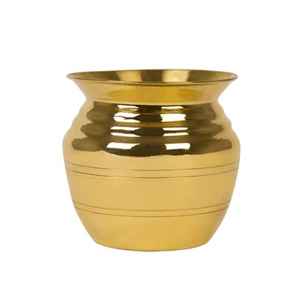 A traditional brass Sombu, used for storing and pouring water or liquids.