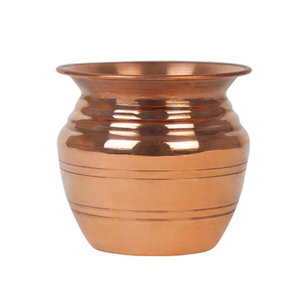 A traditional copper Sombu, used for storing and pouring water or liquids.