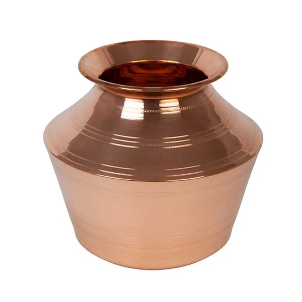 A traditional copper Panai (Thavalai), used for cooking and serving South Indian dishes.