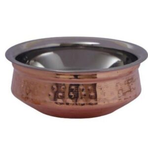 Medium copper hundi, a traditional Indian donation box with a lid and decorative engravings.