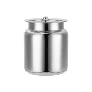 Large stainless steel container with lid for storing clarified butter (ghee)