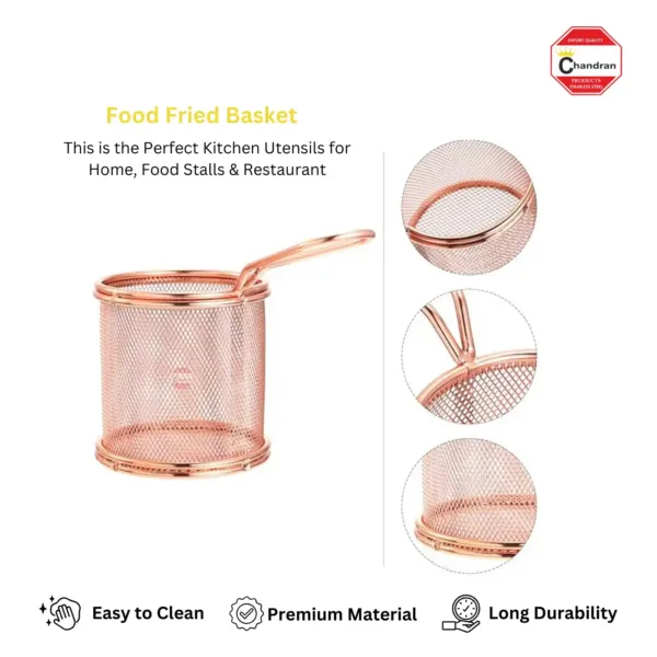 SS Copper Round French Fry Basket